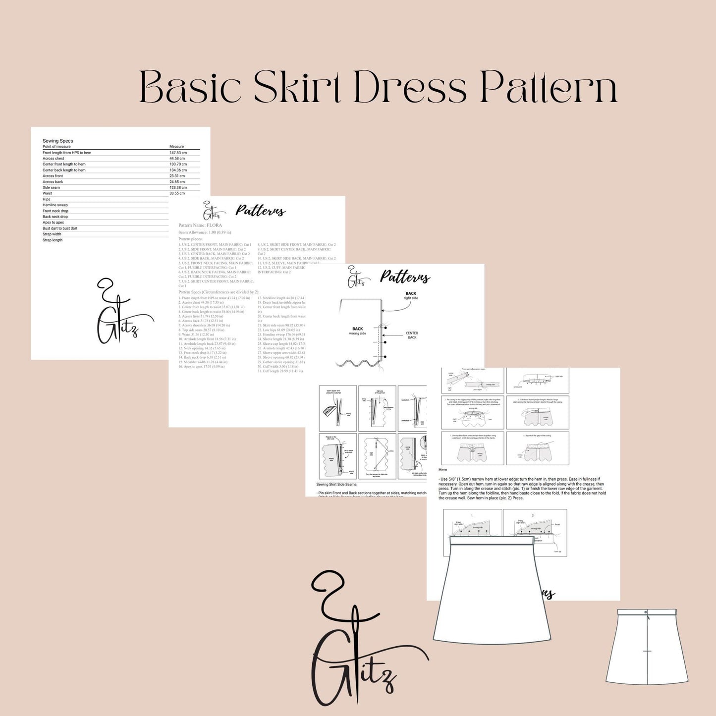 Mini Skirt Sewing Pattern A line Mini Skirt Easy Pattern PDF Digital Pattern