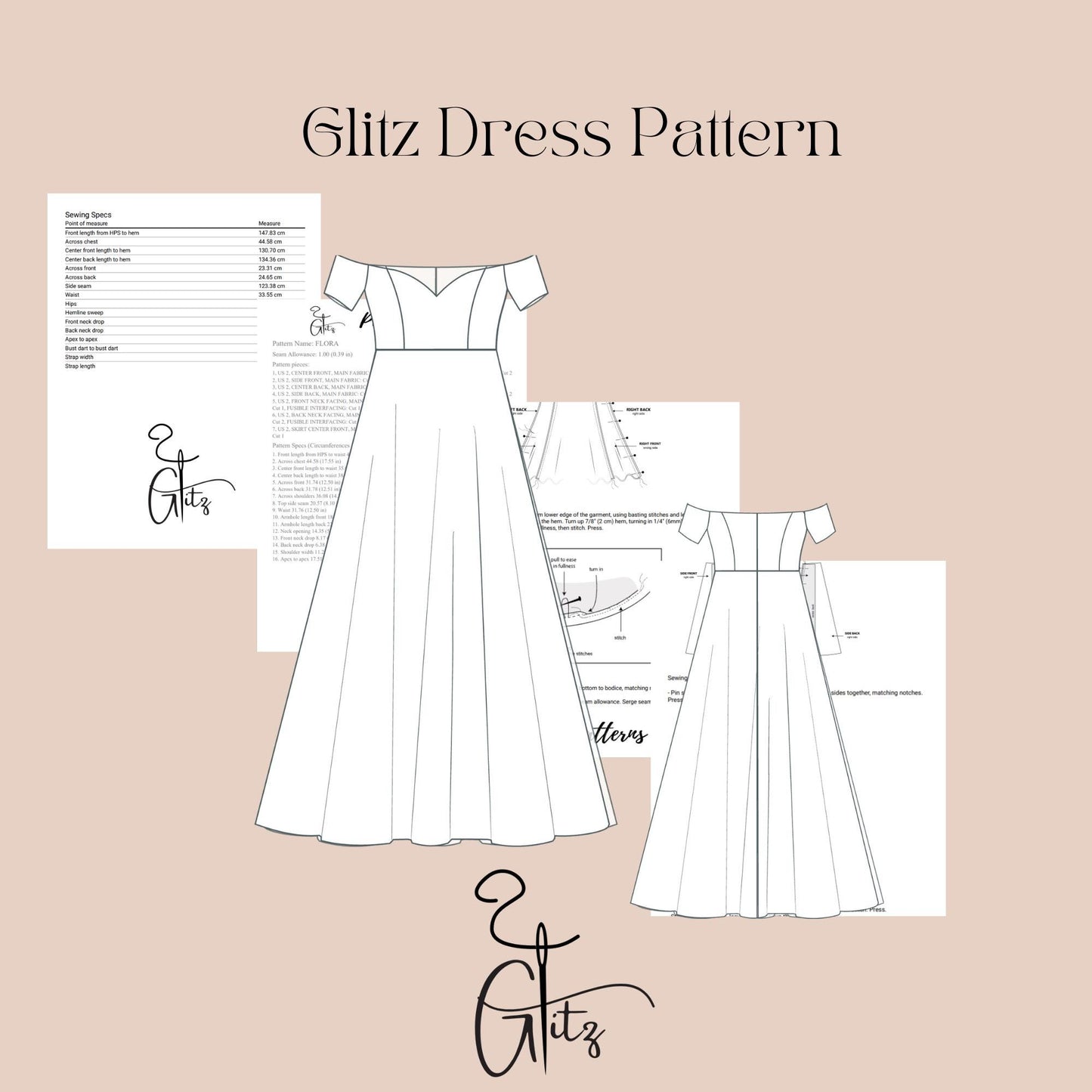 Off Shoulder Sweetheart Neck Prom Dress Sewing Pattern Ball Gown Bridal Gown Wedding Dress Pattern