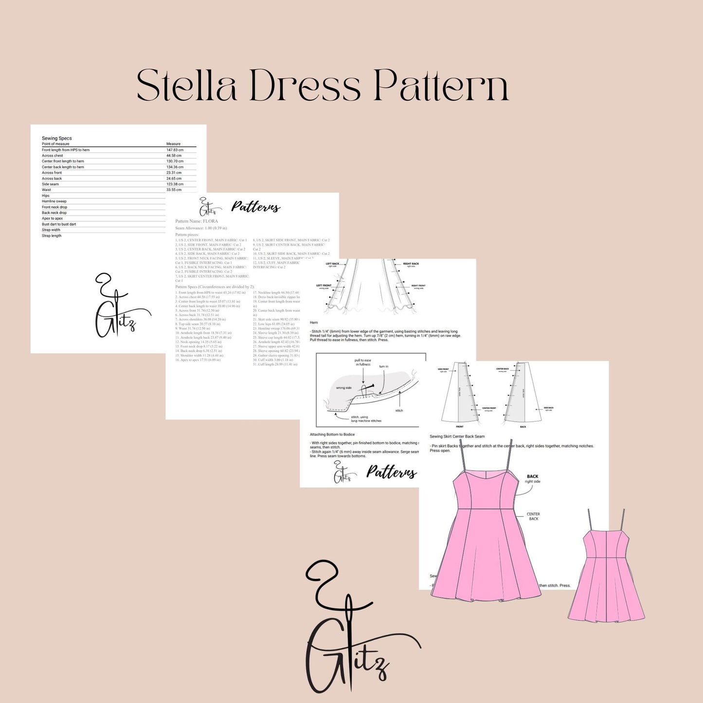 Strappy Mini Dress Sewing Pattern Flared Mini Prom Dress Digital Pattern PDF US 2-30 size A0 - A4 - LETTER