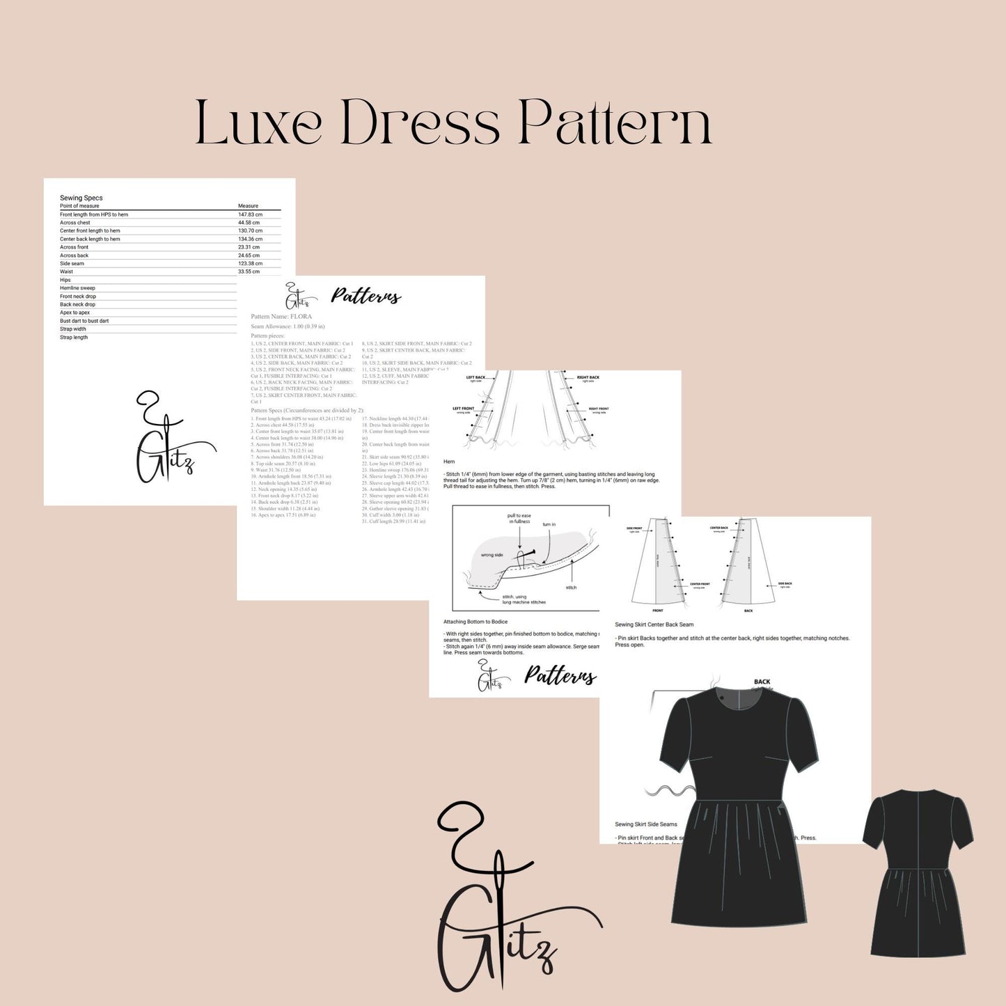 Mini Padded Dress Sewing Pattern Mini Summer Dress Digital Sewing Pattern PDF