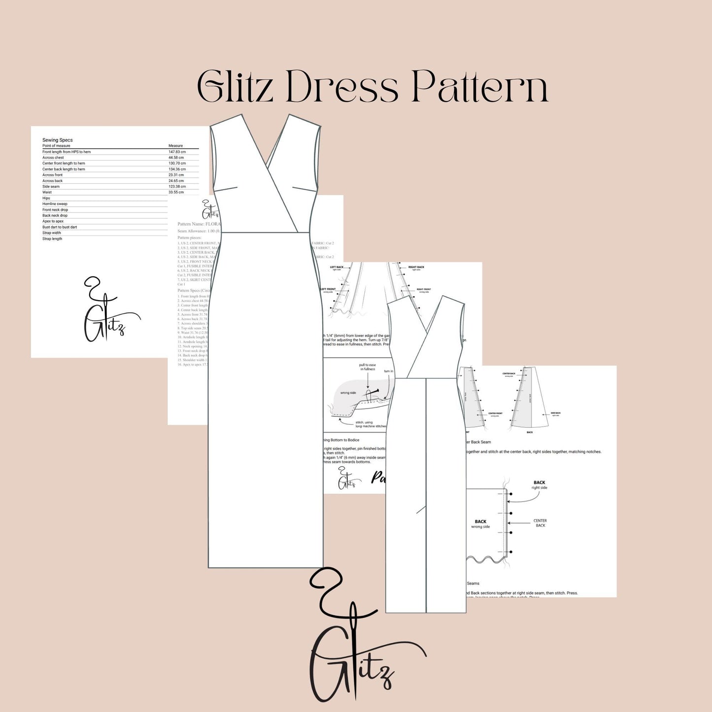 Surplice Neck Summer Dress Sewing Pattern Ankle Length Straight Casual Dress Pattern