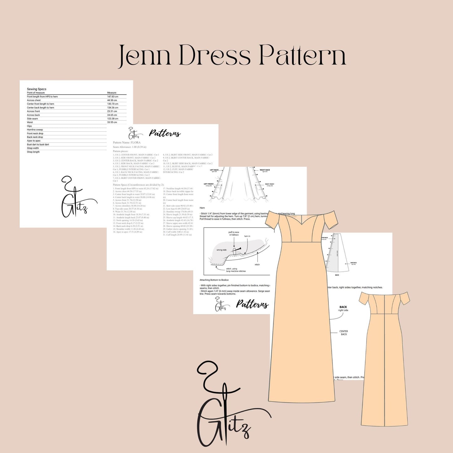 Satin Off Shoulder A Line Long Dress with Sweetheart Neckline – Formal & Cocktail Gown Dress Digital Sewing Pattern PDF Plus Size Pattern