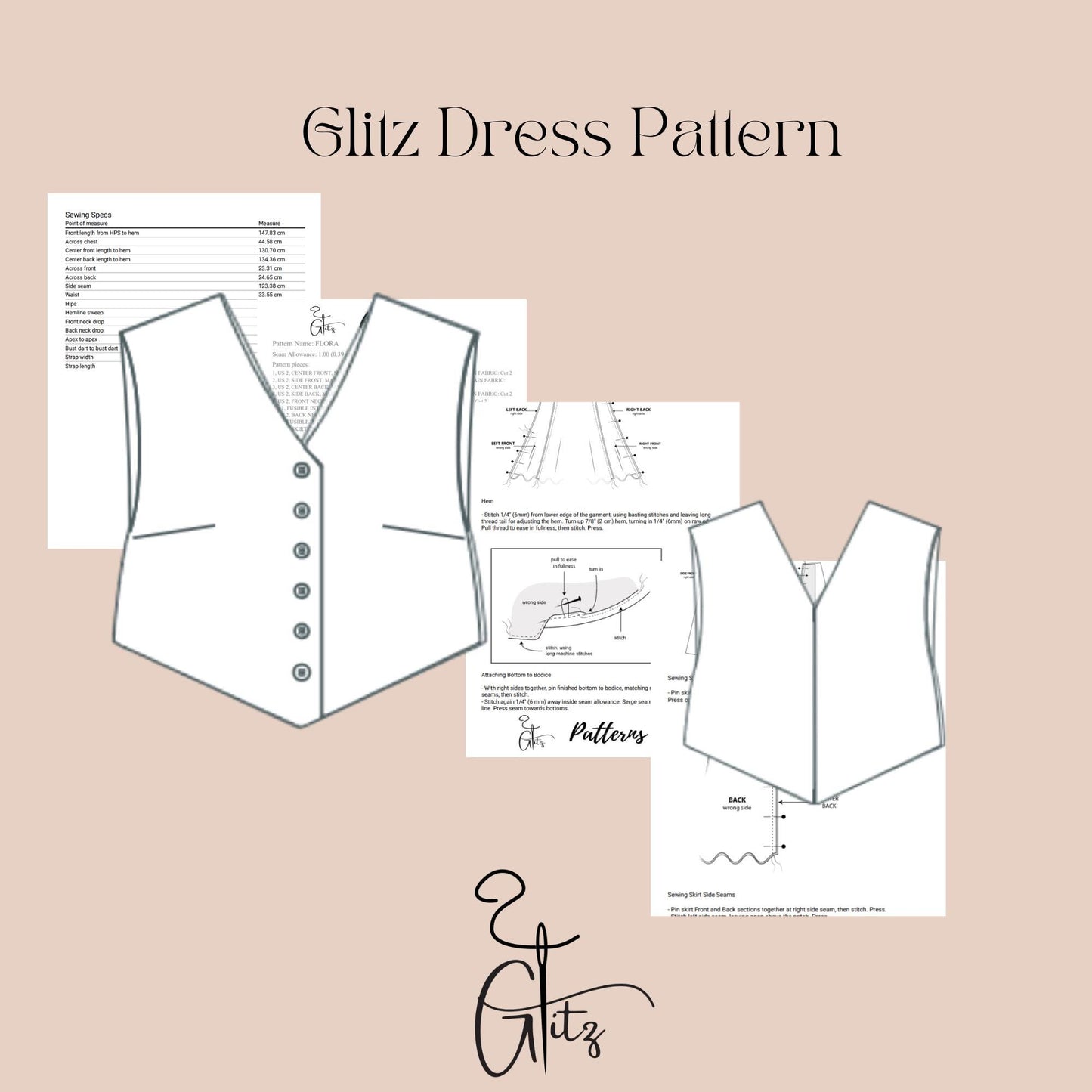 Women Linen Summer Set , Pants and Vest Sewing Pattern Set, Women Linen Waistcoat Wide Leg Trousers PDF Pattern Two Piece Set