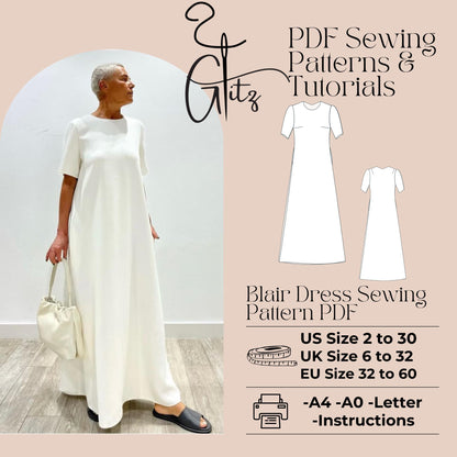 Long Trapeze Dress Sewing Pattern, Everyday Dress, Dress PDF Sewing Patterns, Summer Dresses