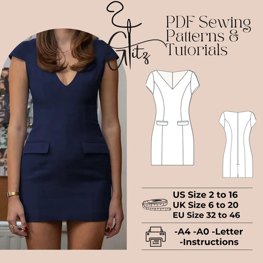 Sleeveless Dress Pattern, Easy Dress Pattern, Elegant Dress Pattern Classic Silhouette Pencil Dress Sewing, Simple Dress Pattern