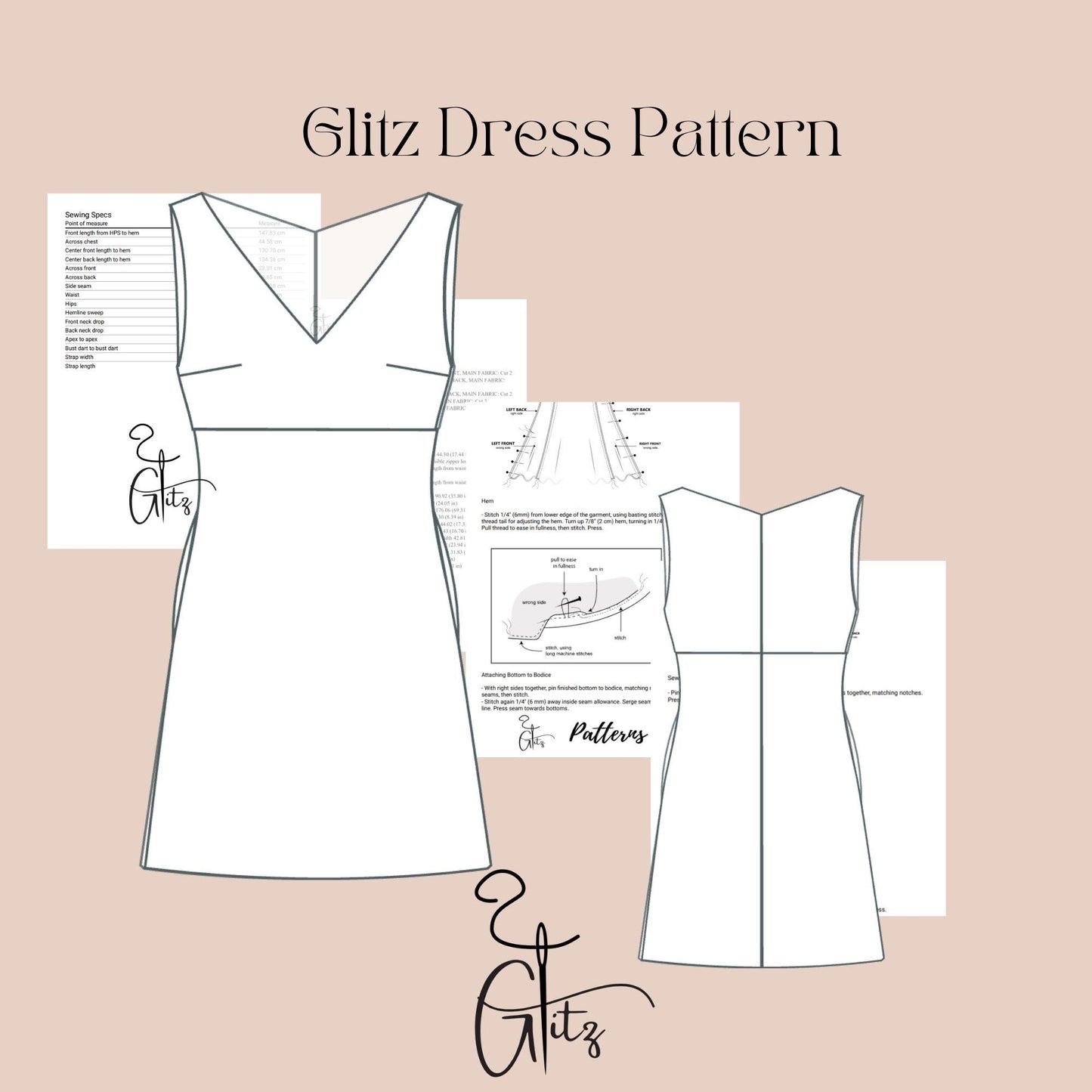 Deep V Neck Mini Dress Sewing Pattern A Line Summer Dress Pattern