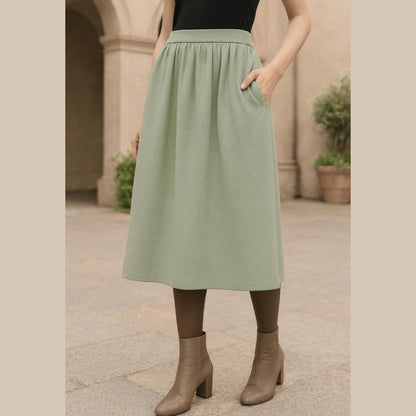 Women Midi Skirt Sewing Pattern Gathered Knit Skirt Pattern Easy Sewing Pattern