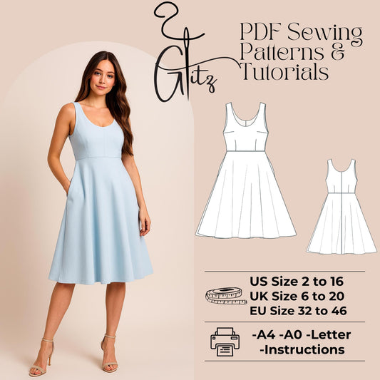 Midi Summer Dress Sewing Pattern Easy Sewing Pattern Cottagecore Dress Fairy Dress Basic Casual Dress