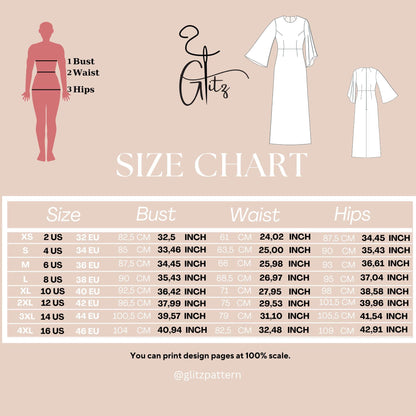 Long Flared Sleeve A Line Ankle Length Cocktail Dress Sewing Pattern Women Dress Pattern Evening Dress PDF