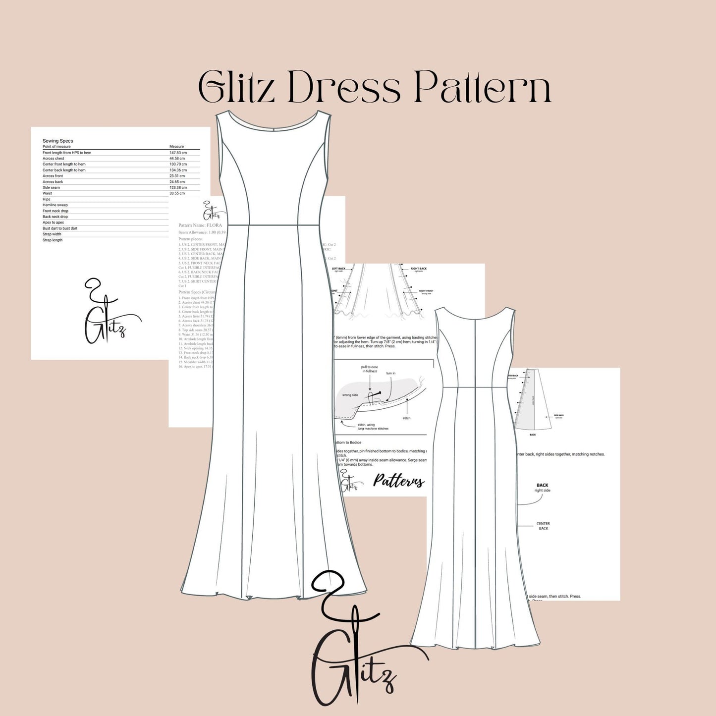 Boat Neck Long Evening Dress Sewing Pattern Mermaid Dress Pattern Long Prom Dress