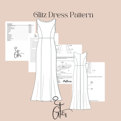 Boat Neck Long Evening Dress Sewing Pattern Mermaid Dress Pattern Long Prom Dress