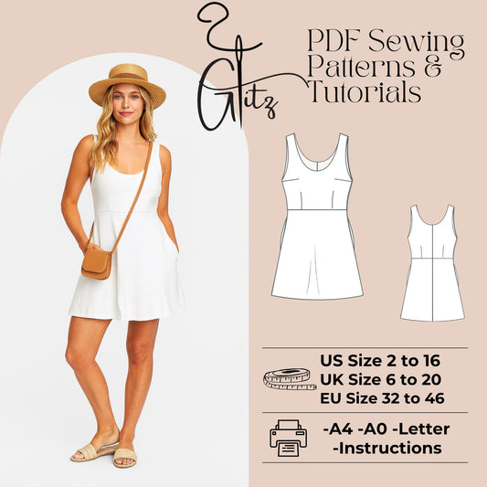 Mini Summer Dress Sewing Pattern A Line Dress Easy Sewing Pattern Cottagecore Dress Boho Dress