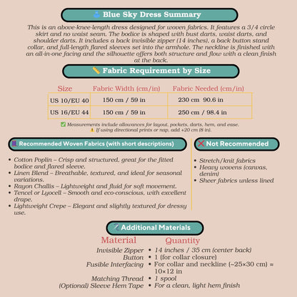 Flared Sleeve Mini Cocktail Dress Sewing Pattern PDF Digital Sewing Pattern