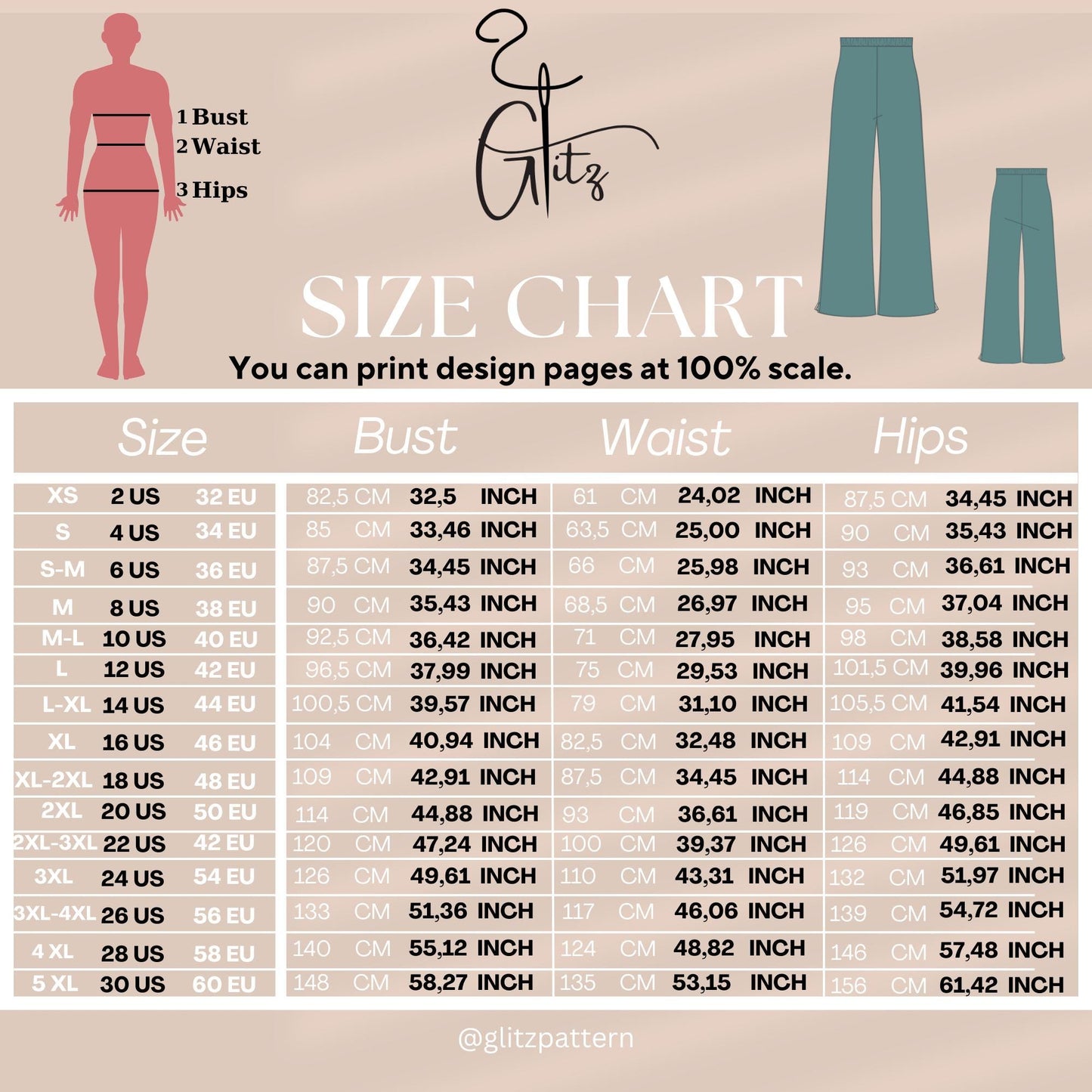 Long Wide Leg Summer Linen Pants Sewing Pattern Elastic Waist Trousers Digital Pattern Easy Pants Pattern High Waist Palazzo