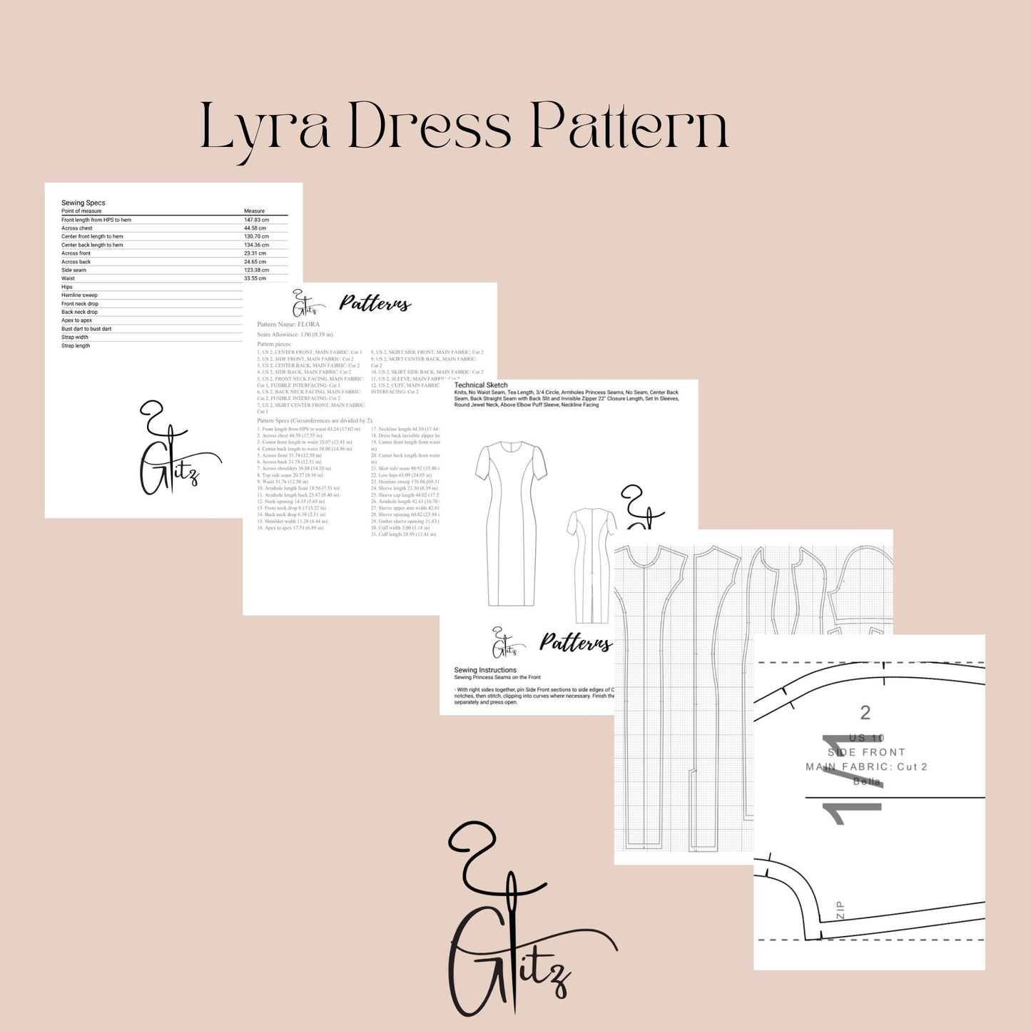 Lyra Midi Pencil Dress Sewing Pattern Evening Cocktail Dress Wedding Guest Dress Digital PDF Sewing Pattern