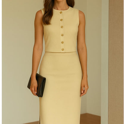 Crop Top and Maxi Skirt Sewing Pattern Elegant Two Piece Set Pattern Beginner Sewing Project Buttoned Crop Top and Pencil Skirt