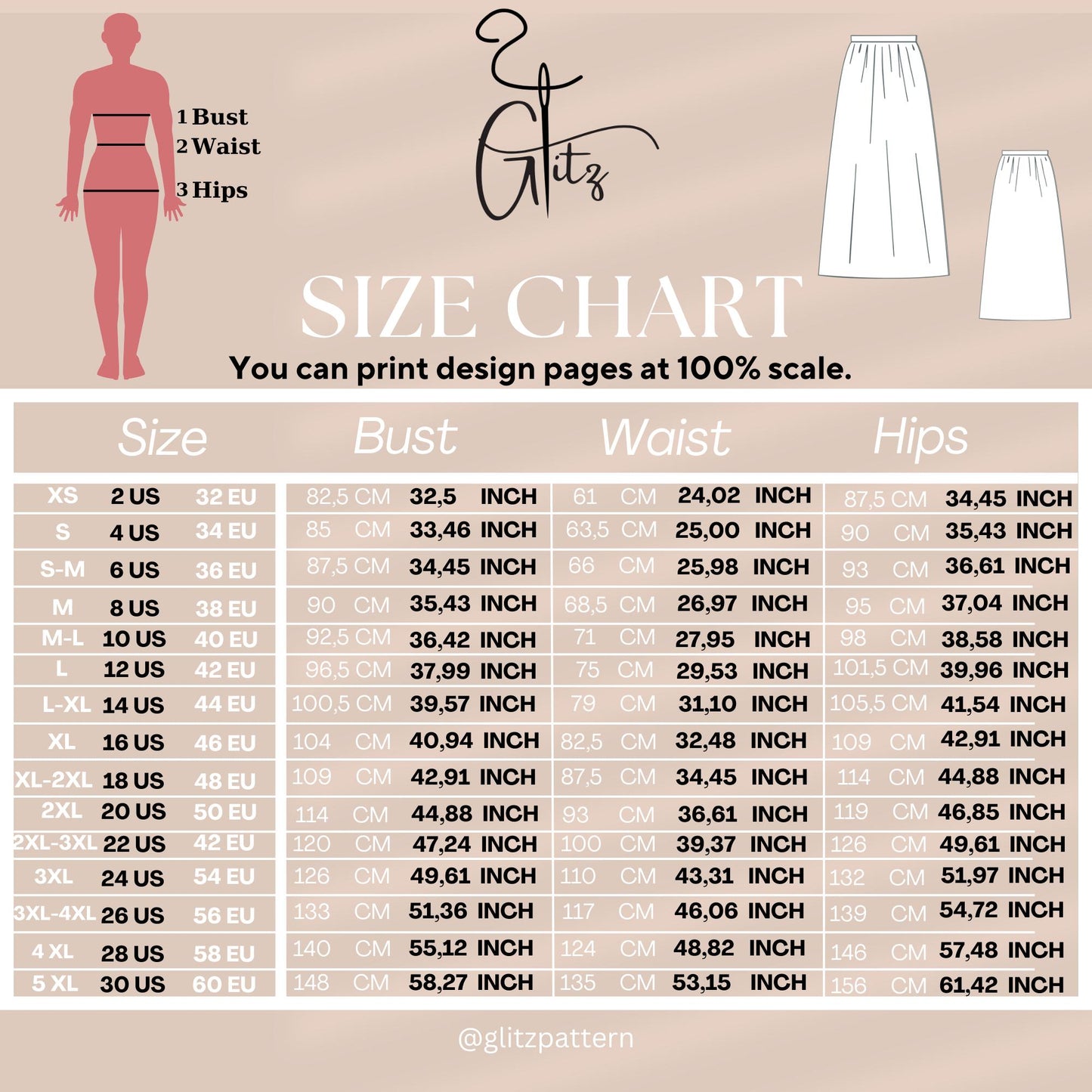 Clara Maxi Skirt Sewing Pattern Easy Digital PDF Plus Size Pattern