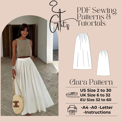 Clara Maxi Skirt Sewing Pattern Easy Digital PDF Plus Size Pattern
