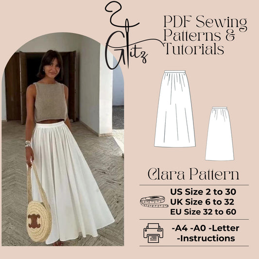 Clara Maxi Skirt Sewing Pattern Easy Digital PDF Plus Size Pattern