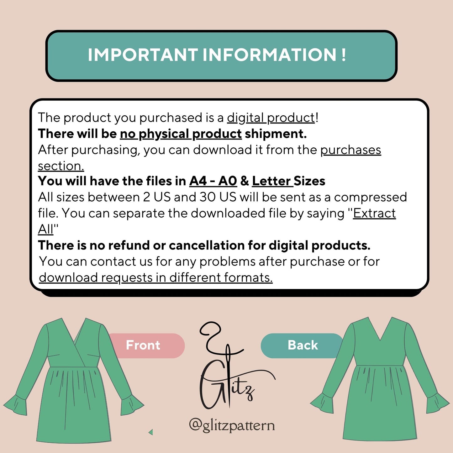 Long Sleeve Surplice Neck Gathered Summer Dresses Digital Sewing Pattern PDF