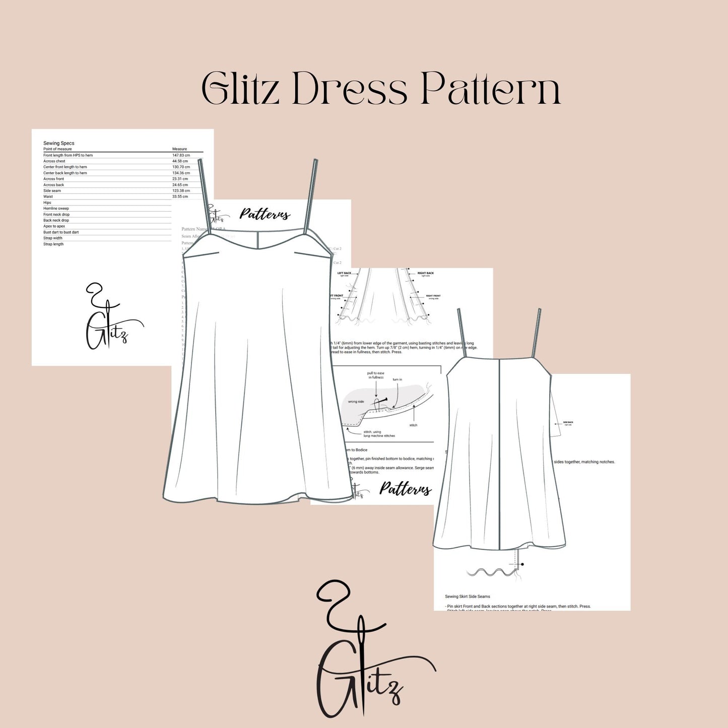 Nightwear Sewing Pattern For Women , Women Pajamas Pattern, Sewing Women Sleeveless Bridal Party Pjs, Women Nightgown Pattern