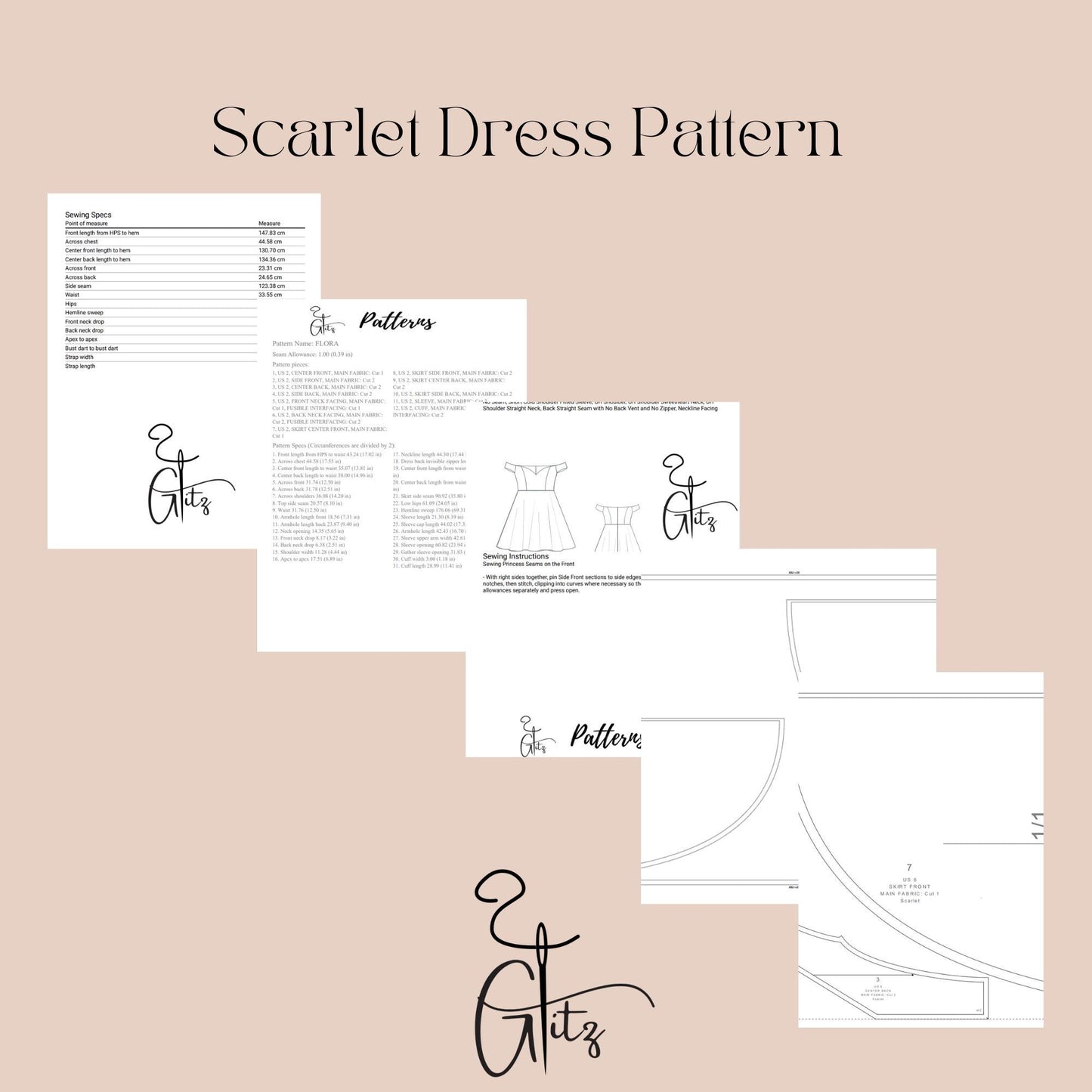 Pearl Off Shoulder Mini Bridal Dress Women Dress Patern PDF Digital Pattern