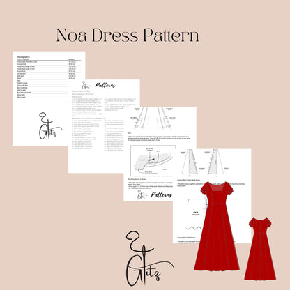 Noa Regency Victorian Dress Pattern Maxi Ball Gown Dress Sewing Pattern