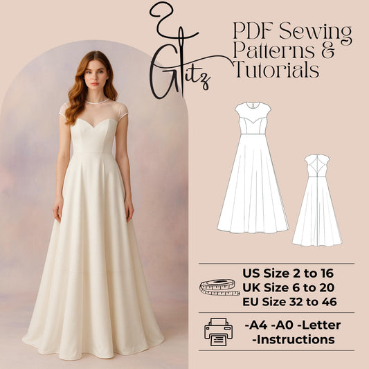Simple Bridal Dress Sewing Pattern Maxi Prom Dress Fairy Dress Ball Gown Bridal Gown