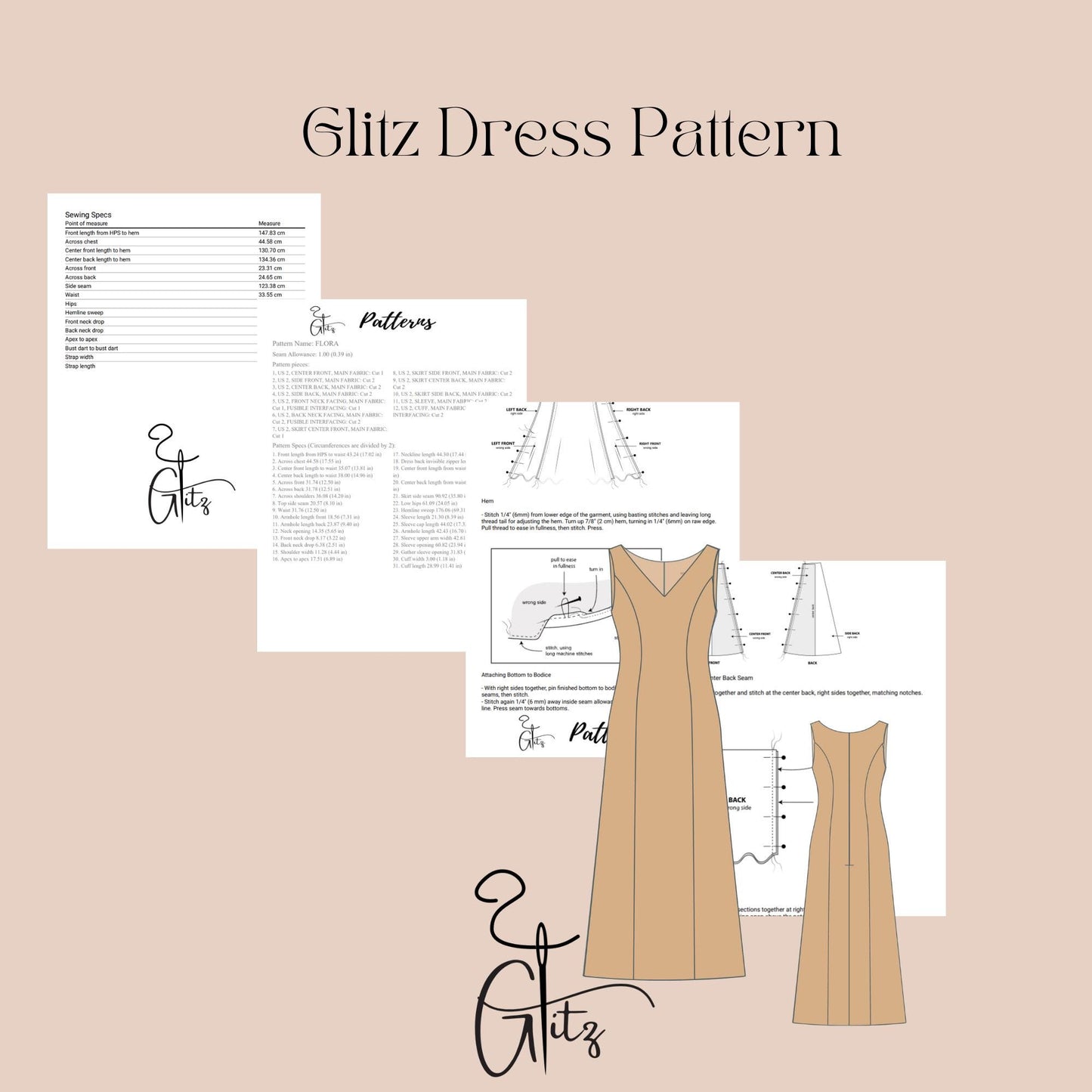 Long Summer Dresses Sewing Pattern V Neck Sleeveless Cocktail Evening Dress Pattern