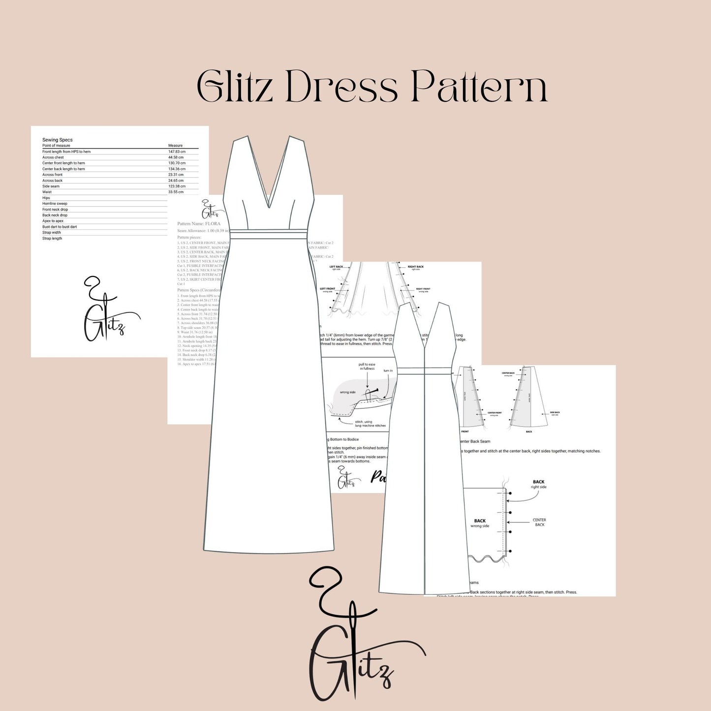 Deep V Neck A Line Evening Dress Sewing Pattern Bridesmaid Dress Bachelorette Dress Prom Dress