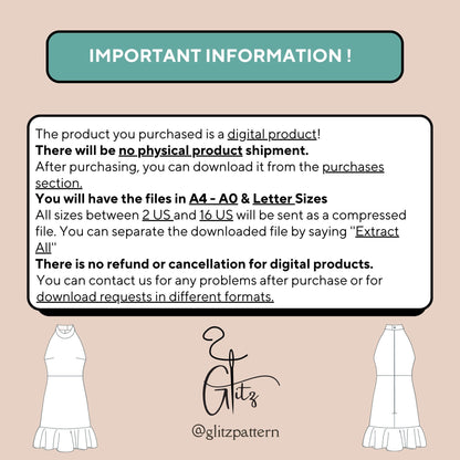 Halter Neck Summer Mini Dress Sewing Pattern Flounce Dress Pattern Women Dress Pattern