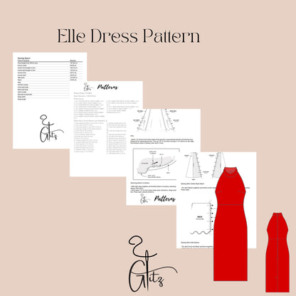 Elle Halter Neck Midi Pencil Dress Pattern Evening Cocktail Dress Pattern PDF Digital Sewing Pattern