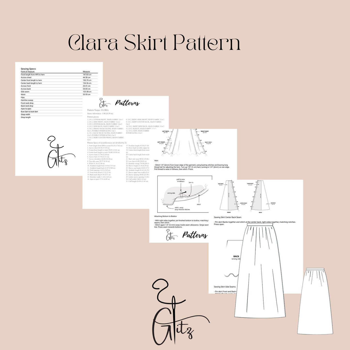 Clara Maxi Skirt Sewing Pattern Easy Digital PDF Plus Size Pattern