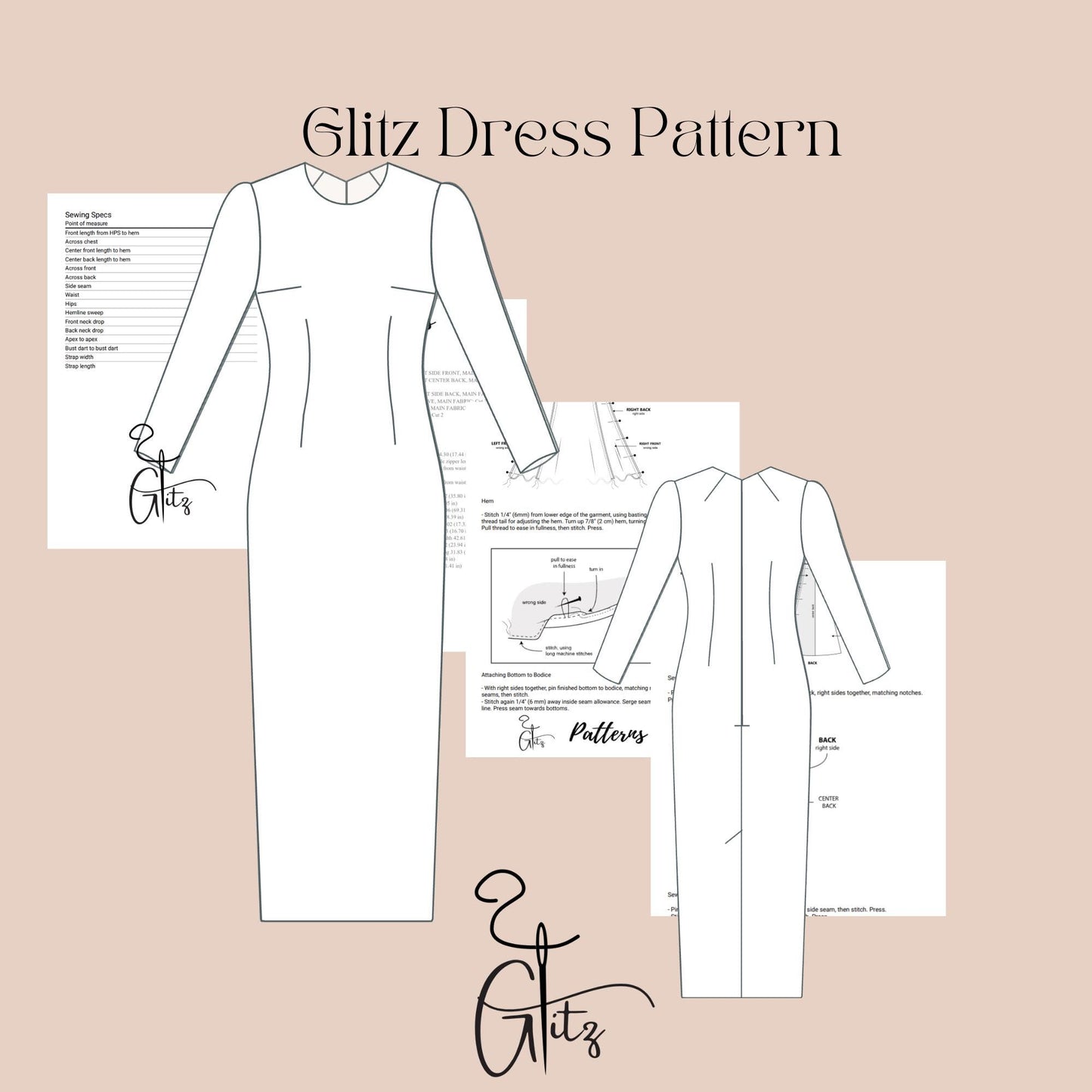 Midi Pencil Evening Cocktail Dress Sewing Pattern Elegant Dress Pattern Formal Event Dress