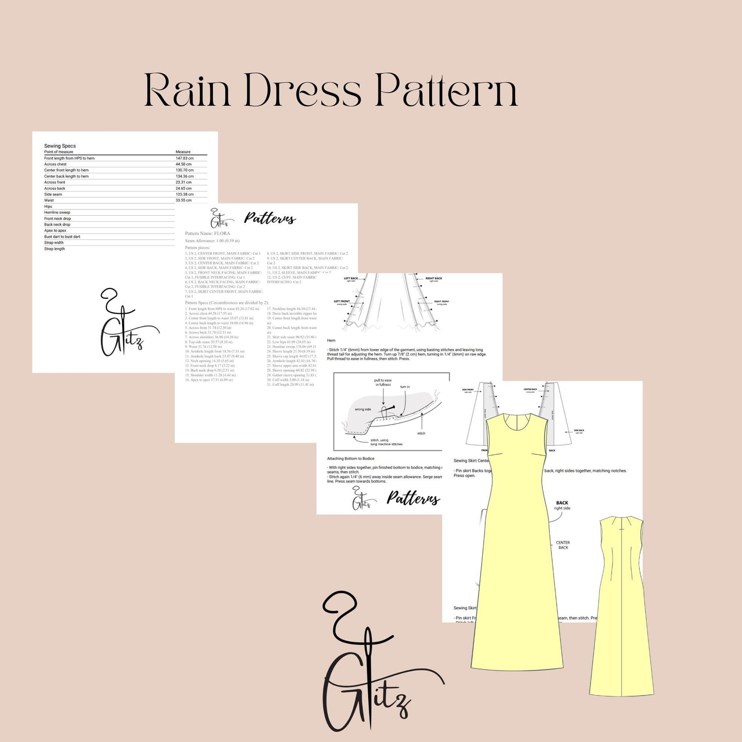 Satin Maxi Evening Dress Sewing Pattern PDF Digital Pattern Long Dress Easy Dress Pattern Beginner Friendly Simple Pattern US 2-30 size