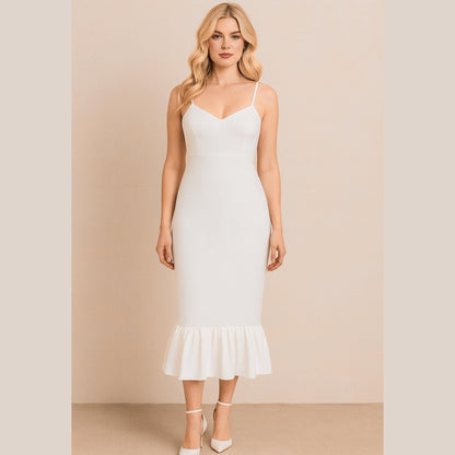 Strap Neck Pencil Dress Sewing Pattern Midi Evening Dress Pattern Easy Sewing Pattern