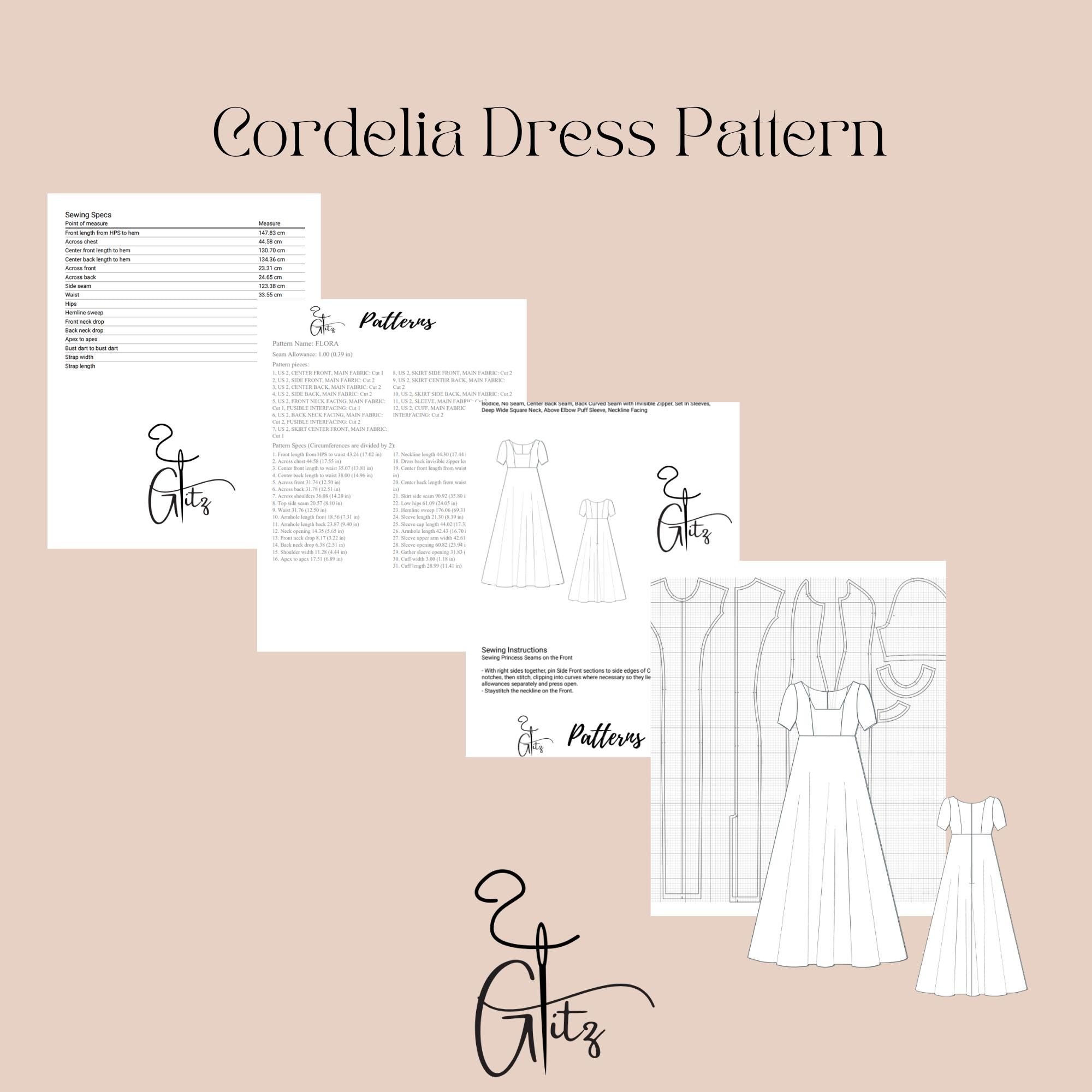 Cordelia Ball Gown Dress Sewing Pattern Cottagecore Victorian Prom Dress Sewing Pattern Digital PDF Pattern