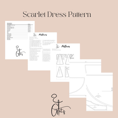 Scarlet Deep V Neck Short Front Long Back Evening Dress Sewing Pattern High Low Prom Dress Pattern PDF Digital Sewing Pattern