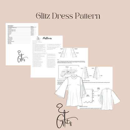 High Neck Circle Mini Dress Pattern with Flowy Batwing Sleeves and Loose, Draped Silhouette Tent Dress Sewing Pattern