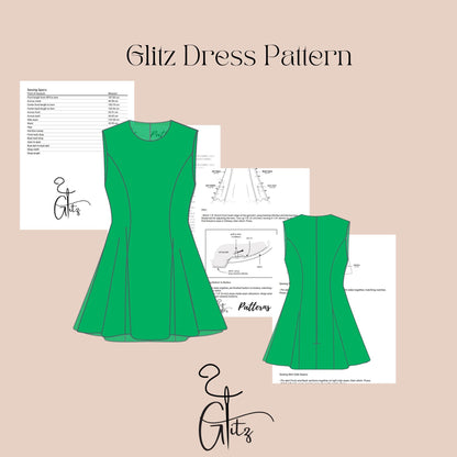 Mini Summer Dress Sewing Pattern Mini Flared Dress Cocktail Evening Dress
