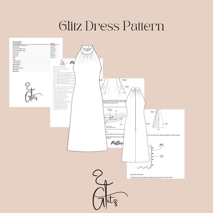 Halter Neck A Line Evening Dress Sewing Pattern Summer Dresses Wedding Guest Dress Prom Dress Easy Sewing Pattern