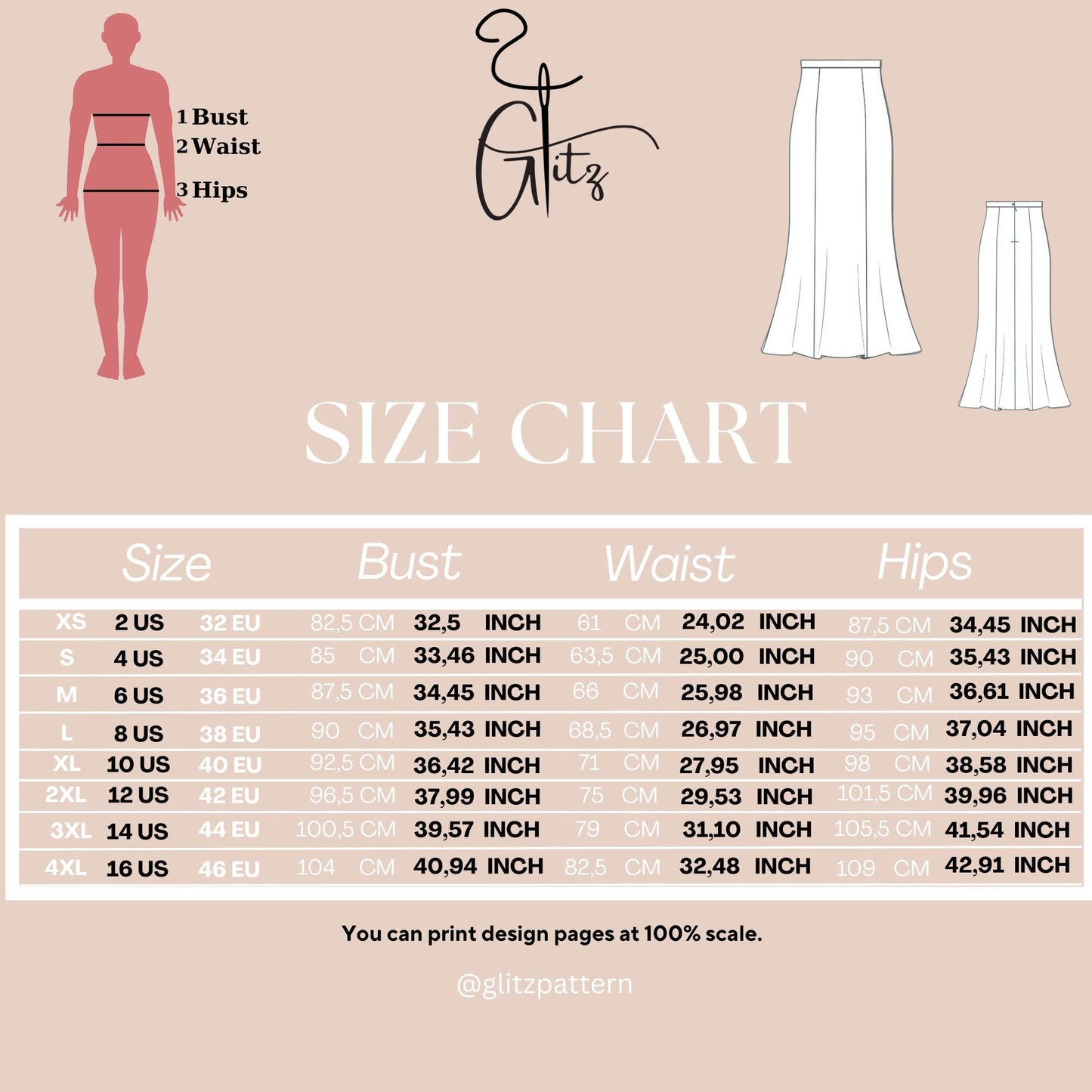 Trumpet Skirt Sewing Pattern Easy Skirt Digital Sewing Pattern