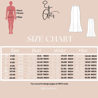 Trumpet Skirt Sewing Pattern Easy Skirt Digital Sewing Pattern