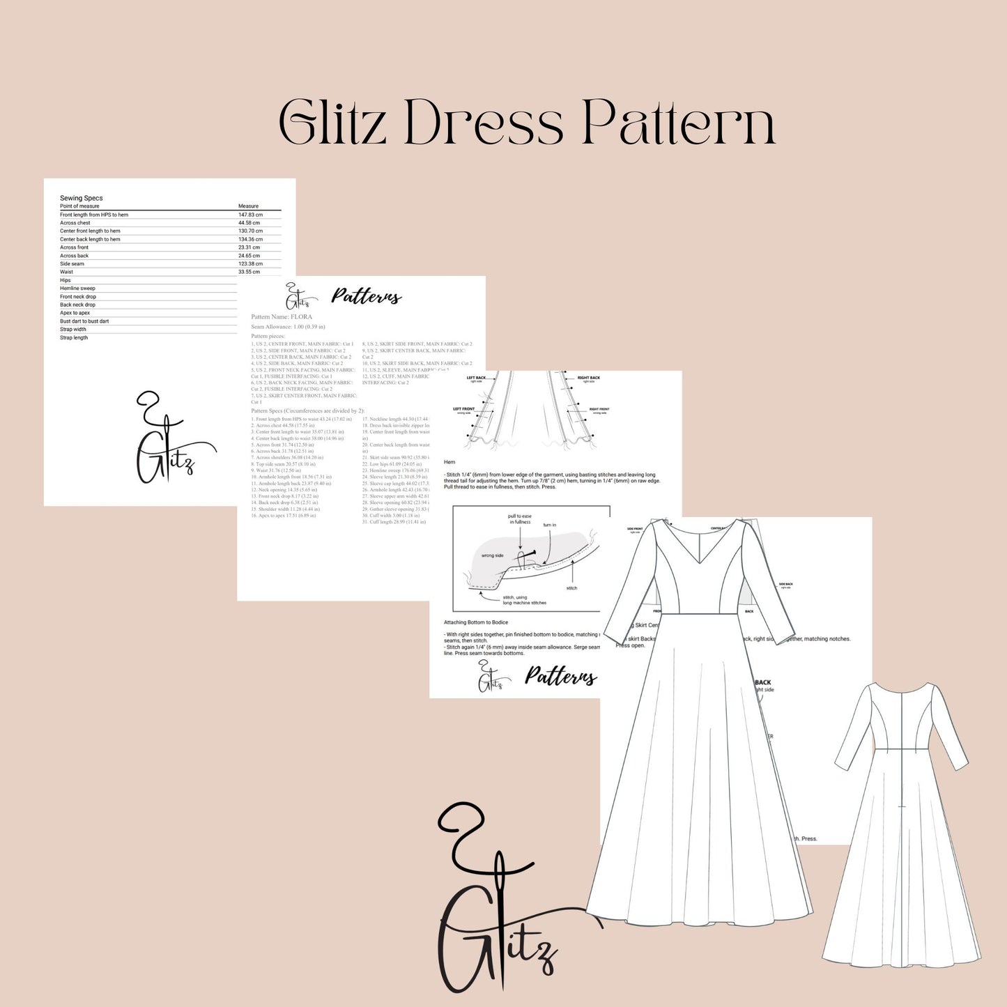 Wedding Dress Sewing Pattern Bridal Gown Sewing Pattern PDF Digital Pattern