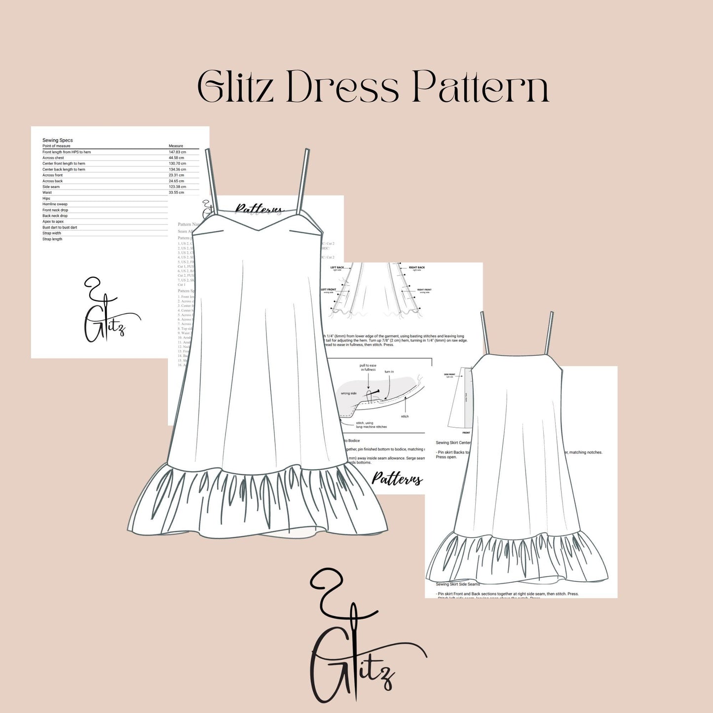 Ruffle Slip Dress Sewing Pattern | Digital PDF | Women's A-Line Mini Dress with Straps and Bust Darts | Easy Summer Dress for Woven Fabrics