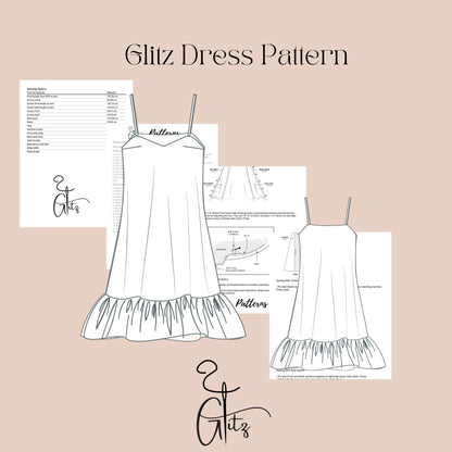 Ruffle Slip Dress Sewing Pattern | Digital PDF | Women's A-Line Mini Dress with Straps and Bust Darts | Easy Summer Dress for Woven Fabrics