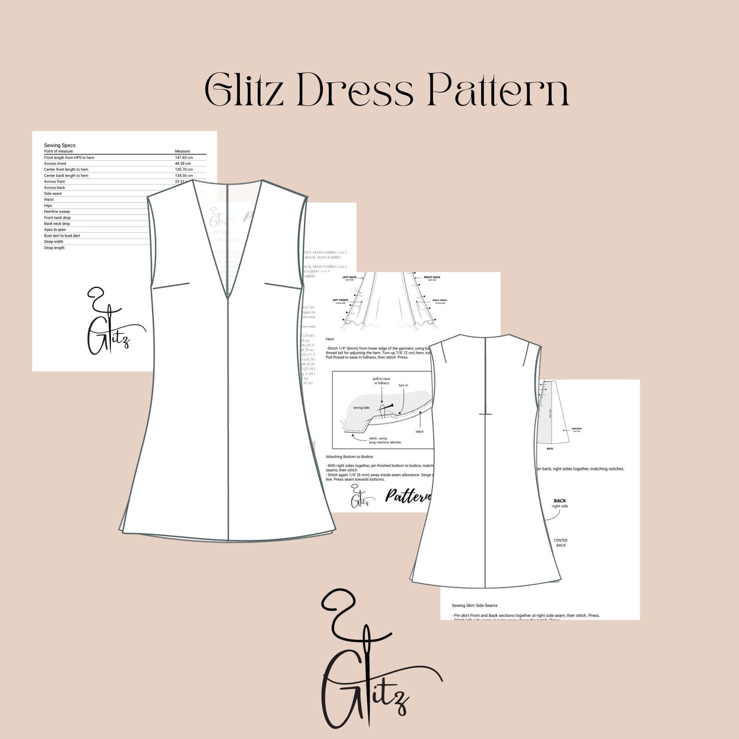 Mini Summer Dress Sewing Pattern Mini Linen Dress Pattern V Neck Dress Easy Sewing Pattern