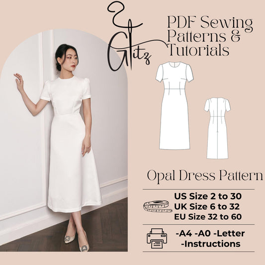 Opal Midi Bridal Dress Sewing Pattern Midi Bridesmaid Cocktail Dress
