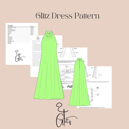 Halter Neck Maxi Summer Dress Sewing Pattern Long Tent Dress Maxi Evening Dress Pattern Easy Sewing Pattern