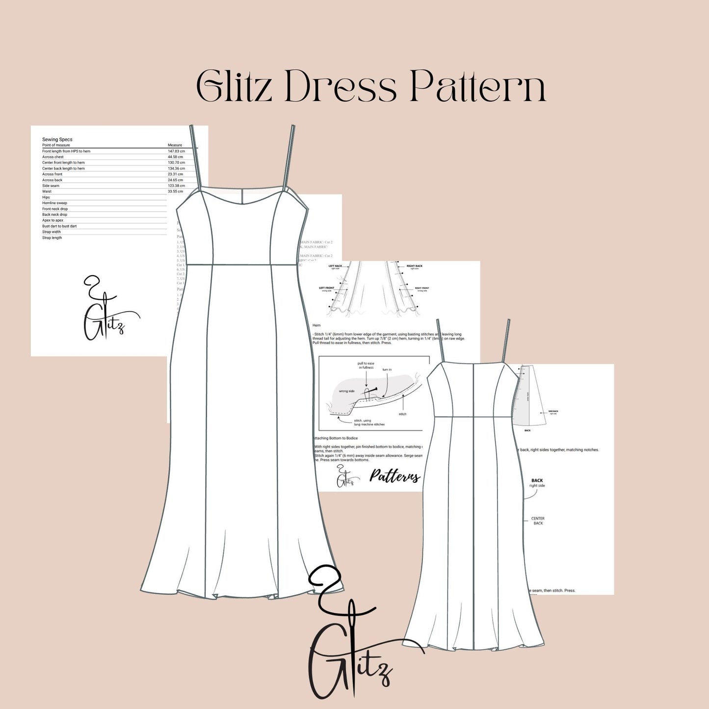 Midi Evening Dress Sewing Pattern Midi Mermaid Satin Cocktail Dress Pattern